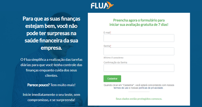 Landing page da Flua